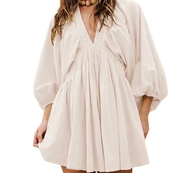 Free People Dresses & Skirts - Free People Babydoll Mini Dress Long Sleeve For The Moment Size XS